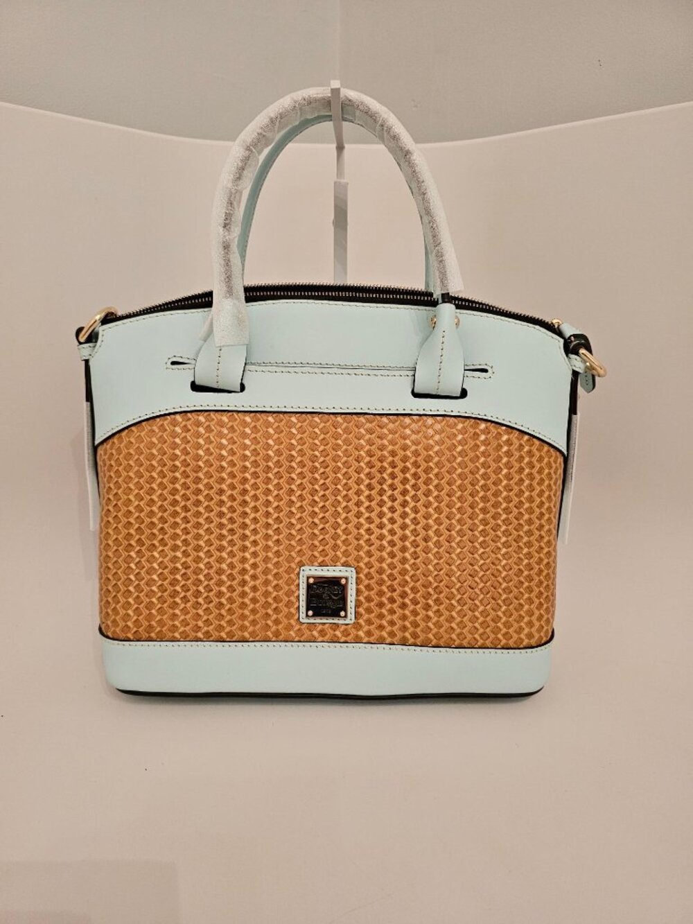 Dooney & Bourke Beacon Woven Domed Satchel in Pale Blue - NWT